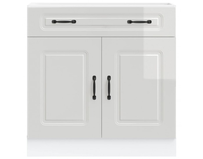 Sonata H Кухненски шкаф, Kalmar, бял гланц, инженерно дърво