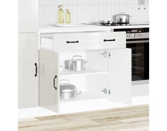 Sonata H Кухненски шкаф, Kalmar, бял гланц, инженерно дърво