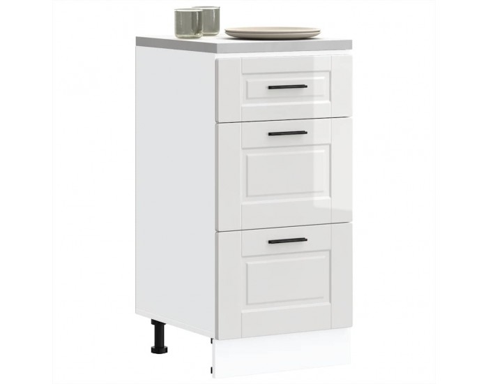 Sonata H Кухненски шкаф Porto с висок гланц, бяло, инженерно дърво