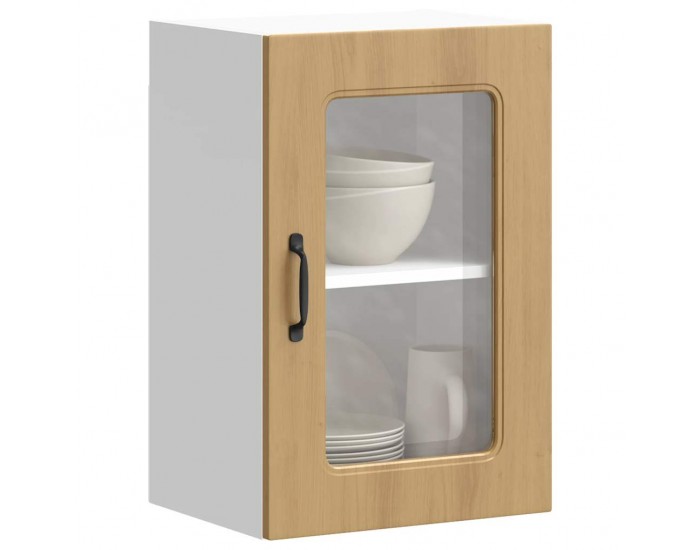 Sonata H Кухненски стенен шкаф със стъклена врата Kalmar от дъб Artisan, инженерна дървесина