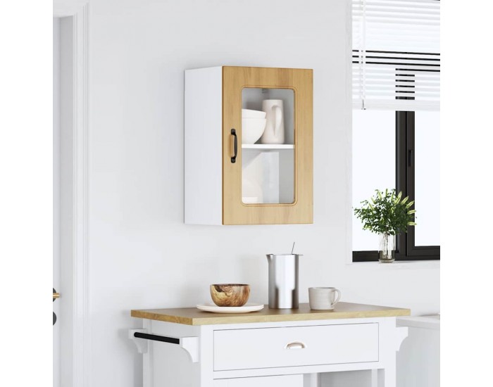 Sonata H Кухненски стенен шкаф със стъклена врата Kalmar от дъб Artisan, инженерна дървесина