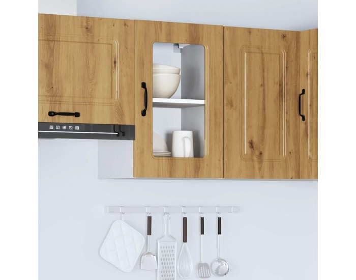 Sonata H Кухненски стенен шкаф със стъклена врата Kalmar от дъб Artisan, инженерна дървесина