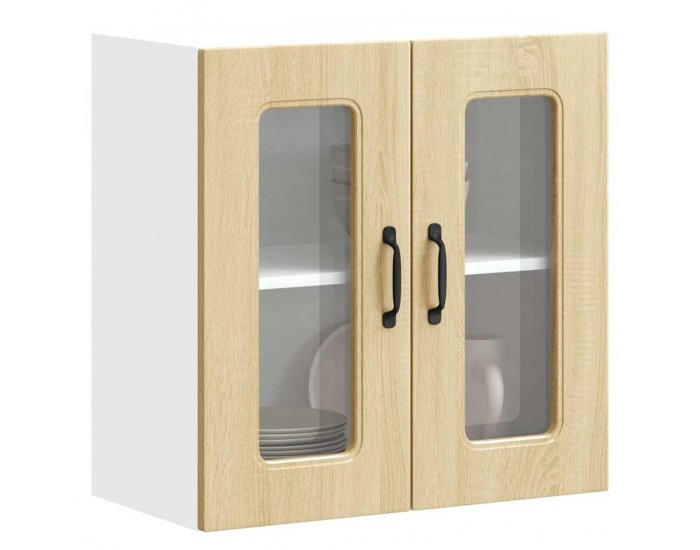 Sonata H Кухненски стенен шкаф със стъклена врата Kalmar дъб сонома, инженерно дърво