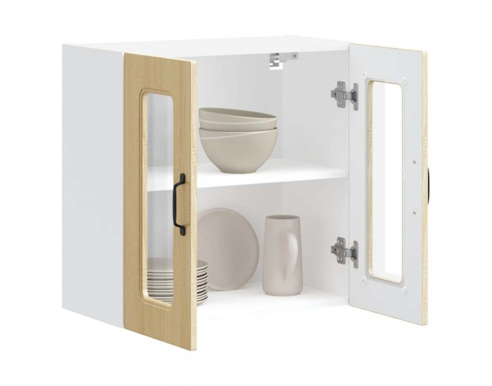 Sonata H Кухненски стенен шкаф със стъклена врата Kalmar дъб сонома, инженерно дърво