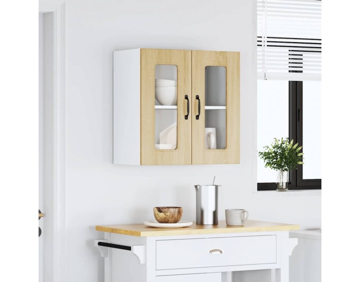 Sonata H Кухненски стенен шкаф със стъклена врата Kalmar дъб сонома, инженерно дърво