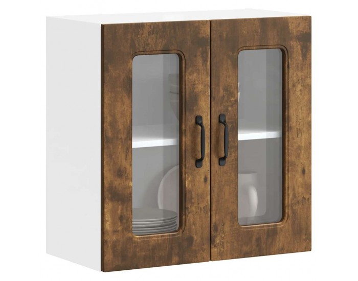 Sonata H Кухненски стенен шкаф със стъклена врата Kalmar опушен дъб, инженерна дървесина