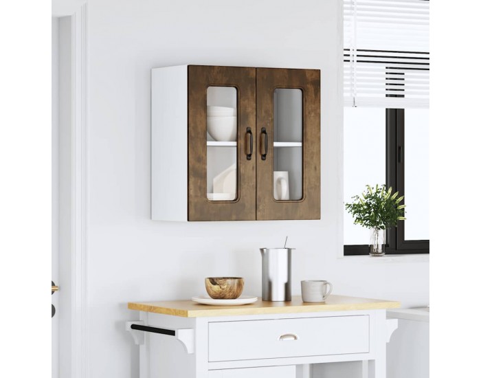 Sonata H Кухненски стенен шкаф със стъклена врата Kalmar опушен дъб, инженерна дървесина