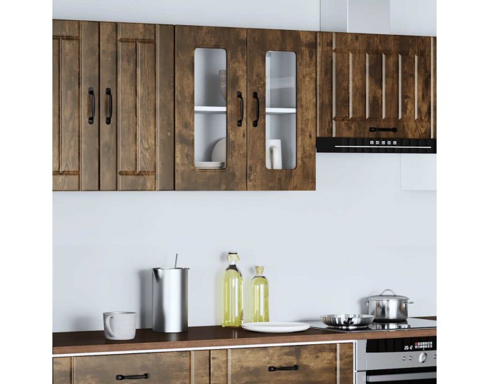 Sonata H Кухненски стенен шкаф със стъклена врата Kalmar опушен дъб, инженерна дървесина