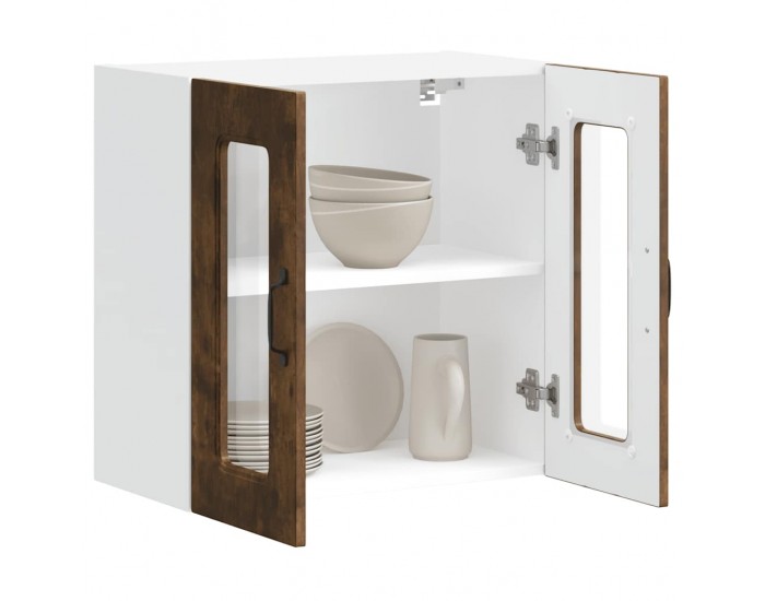 Sonata H Кухненски стенен шкаф със стъклена врата Kalmar опушен дъб, инженерна дървесина