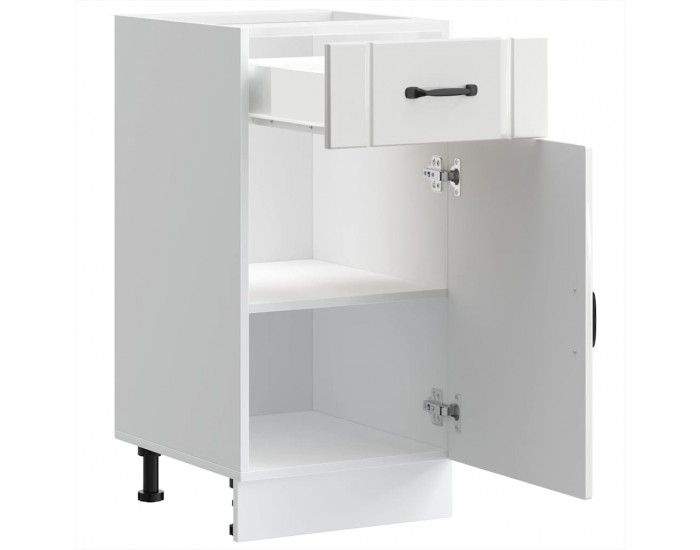 Sonata H Кухненски шкаф Lucca, бял гланц, инженерно дърв