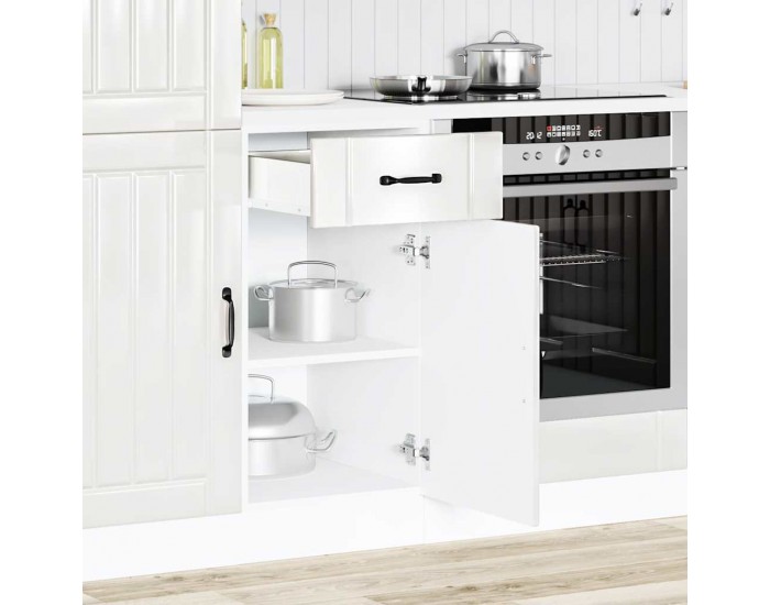 Sonata H Кухненски шкаф Lucca, бял гланц, инженерно дърв