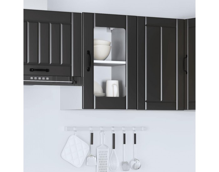 Sonata H Кухненски стенен шкаф със стъклена врата Lucca черен
