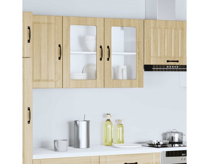 Sonata H Кухненски стенен шкаф със стъклена врата Lucca дъб сонома, инженерно дърво