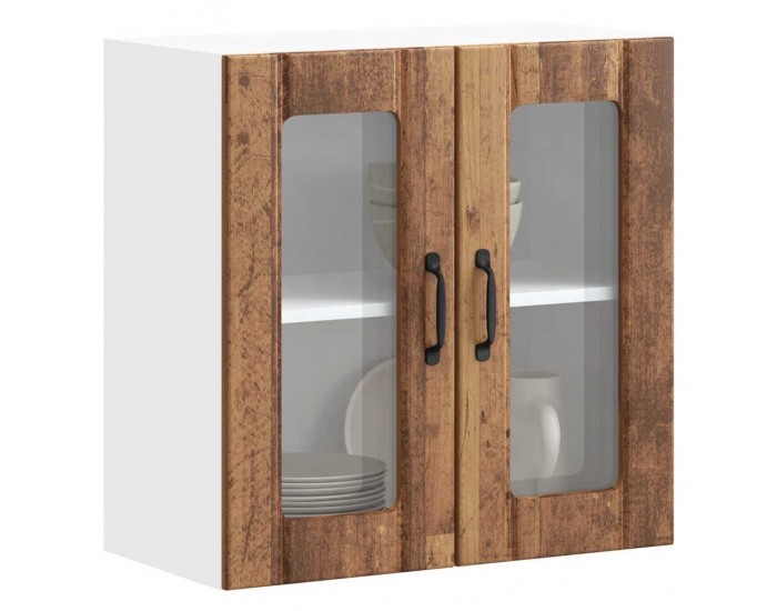 Sonata H Кухненски стенен шкаф със стъклена врата Lucca Старо дърво Инженерно дърво