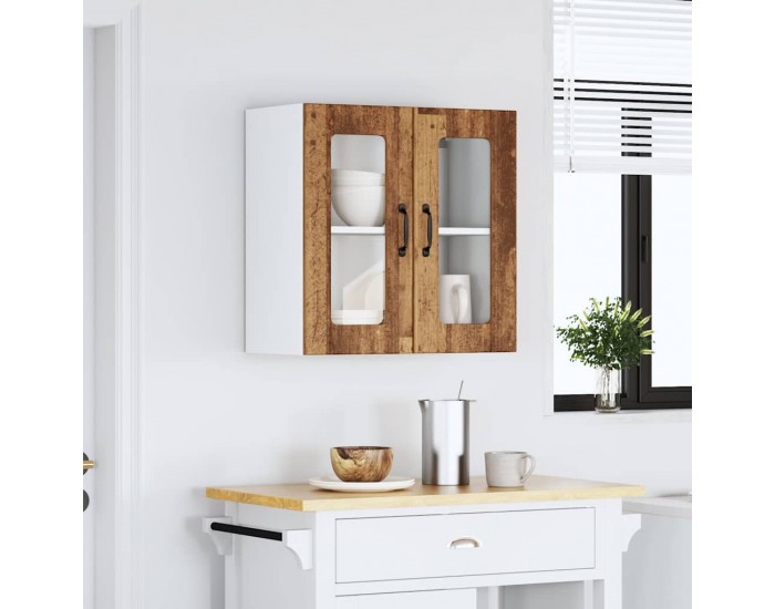 Sonata H Кухненски стенен шкаф със стъклена врата Lucca Старо дърво Инженерно дърво