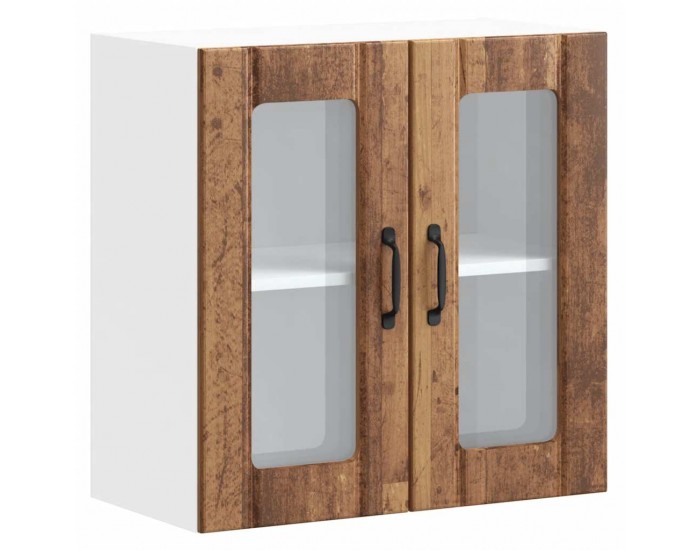 Sonata H Кухненски стенен шкаф със стъклена врата Lucca Старо дърво Инженерно дърво