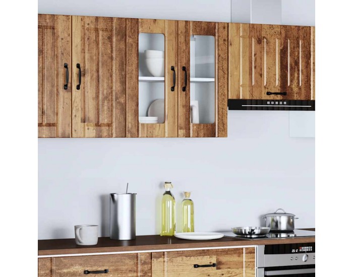 Sonata H Кухненски стенен шкаф със стъклена врата Lucca Старо дърво Инженерно дърво