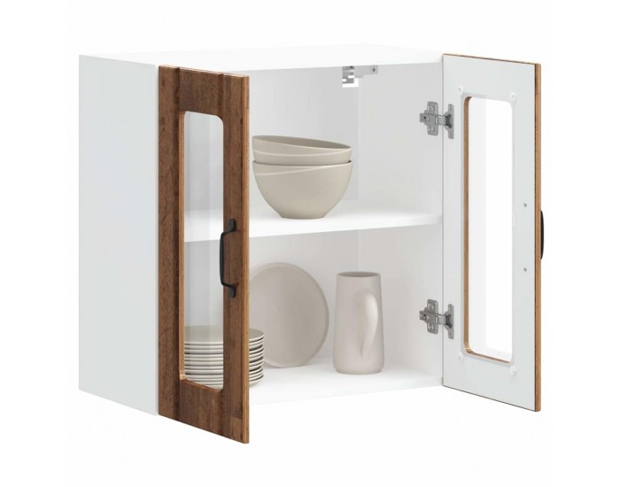 Sonata H Кухненски стенен шкаф със стъклена врата Lucca Старо дърво Инженерно дърво