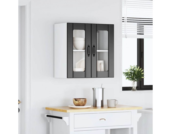 Sonata H Кухненски стенен шкаф със стъклена врата Lucca черен