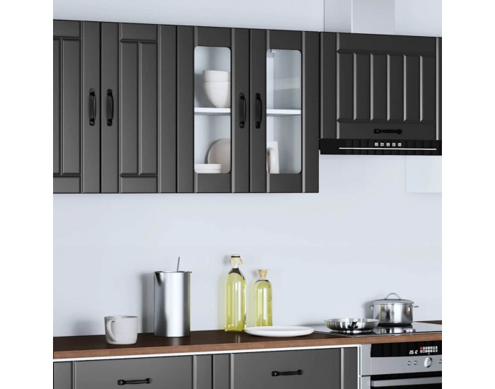 Sonata H Кухненски стенен шкаф със стъклена врата Lucca черен