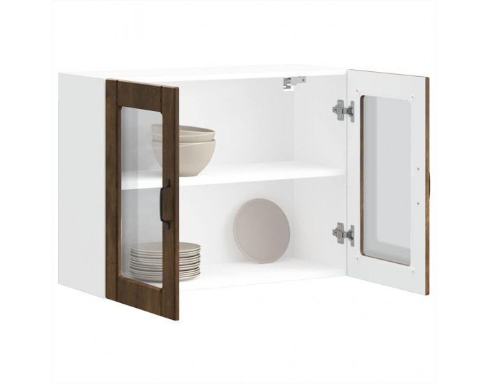 Sonata H Кухненски стенен шкаф със стъклена врата Lucca опушен дъб, инженерна дървесина