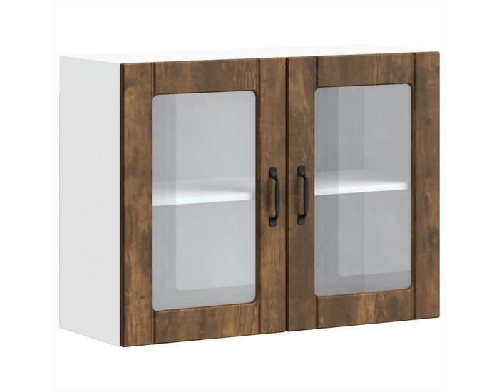 Sonata H Кухненски стенен шкаф със стъклена врата Lucca опушен дъб, инженерна дървесина