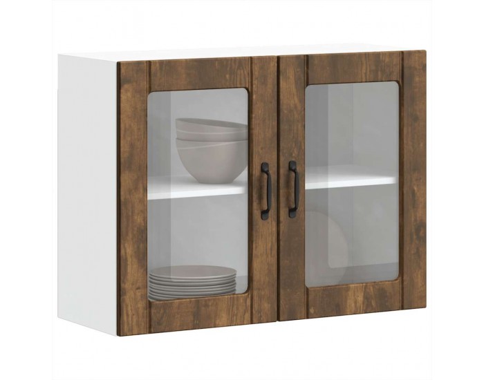 Sonata H Кухненски стенен шкаф със стъклена врата Lucca опушен дъб, инженерна дървесина