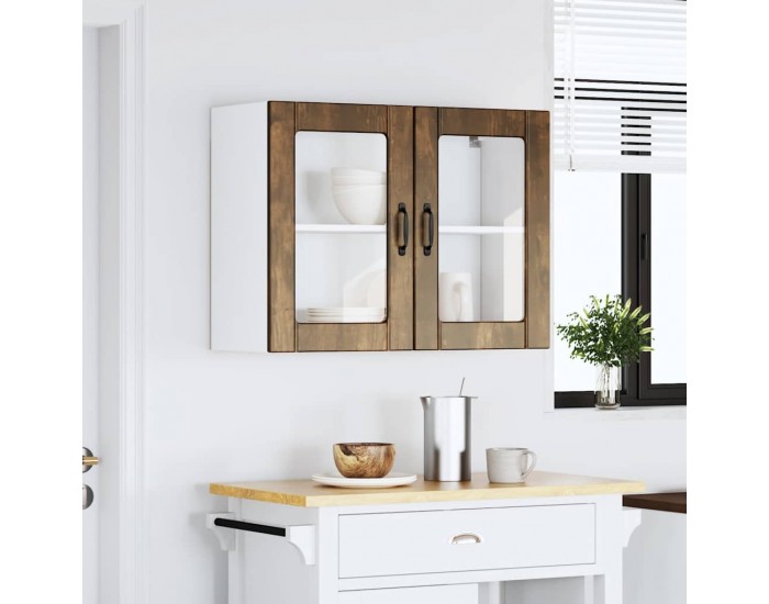 Sonata H Кухненски стенен шкаф със стъклена врата Lucca опушен дъб, инженерна дървесина