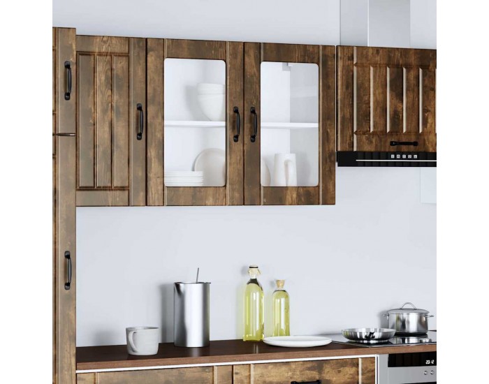 Sonata H Кухненски стенен шкаф със стъклена врата Lucca опушен дъб, инженерна дървесина