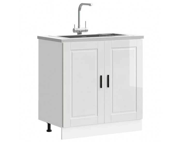 Sonata H Шкаф за мивка, Porto, бял гланц, 80x46x81,5 см, инженерно дърво