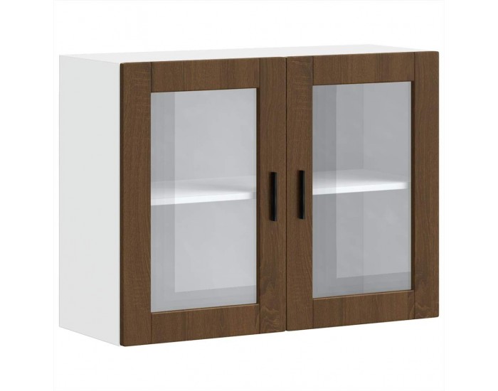 Sonata H Кухненски стенен шкаф със стъклена врата Porto кафяв дъб