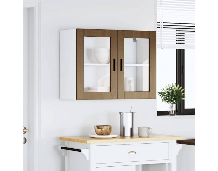 Sonata H Кухненски стенен шкаф със стъклена врата Porto кафяв дъб