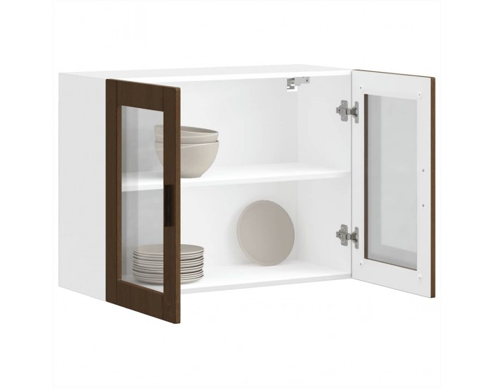 Sonata H Кухненски стенен шкаф със стъклена врата Porto кафяв дъб
