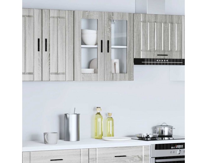 Sonata H Кухненски стенен шкаф със стъклена врата Porto сив сонома