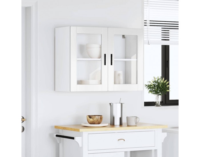 Sonata H Кухненски стенен шкаф със стъклена врата Porto бял гланц
