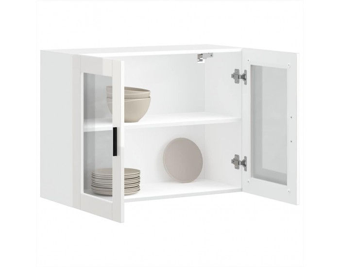 Sonata H Кухненски стенен шкаф със стъклена врата Porto бял гланц