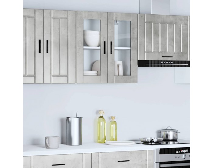 Sonata H Кухненски стенен шкаф със стъклена врата Porto бетонно сив