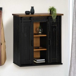Sonata H Висящ шкаф HALDEN 2 плъзгащи се врати черен 75x22,5x70 cm бор - Модулни кухни