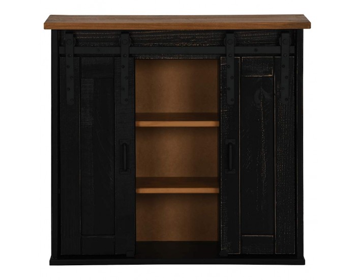 Sonata H Висящ шкаф HALDEN 2 плъзгащи се врати черен 75x22,5x70 cm бор