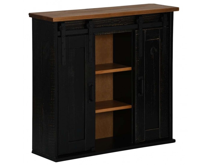 Sonata H Висящ шкаф HALDEN 2 плъзгащи се врати черен 75x22,5x70 cm бор