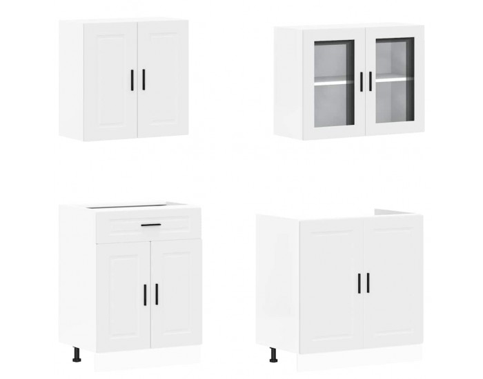 Sonata H Комплект кухненски шкафове от 4 части Porto, бяло инженерно дърво