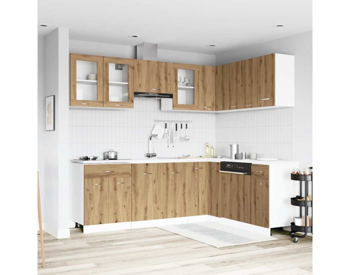 Sonata H Комплект кухненски шкафове, 11 части, Lyon, дъбов рафт, инженерна дървесина