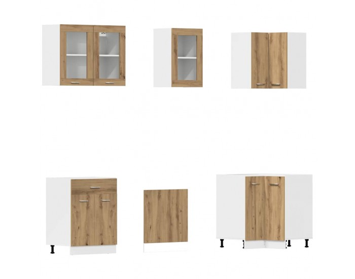 Sonata H Комплект кухненски шкафове, 11 части, Lyon, дъбов рафт, инженерна дървесина