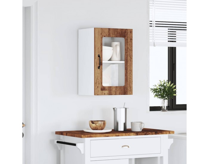 Sonata H Кухненски стенен шкаф със стъклена врата Lucca старо дърво