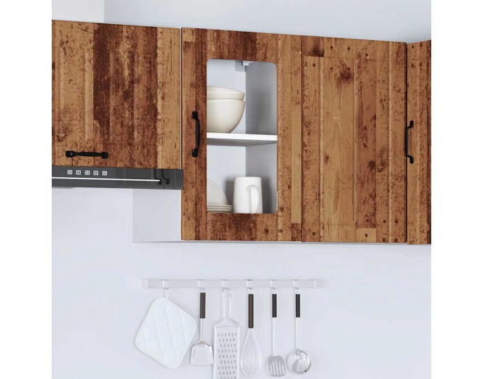 Sonata H Кухненски стенен шкаф със стъклена врата Lucca старо дърво