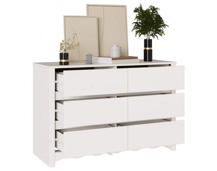 Sonata H Комод Drammen Бяло 111 x 43 x 73.5 см Масивна борова дървесина Sonata H Комод Drammen Бяло 111 x 43 x 73.5 см Масивна борова дървесина