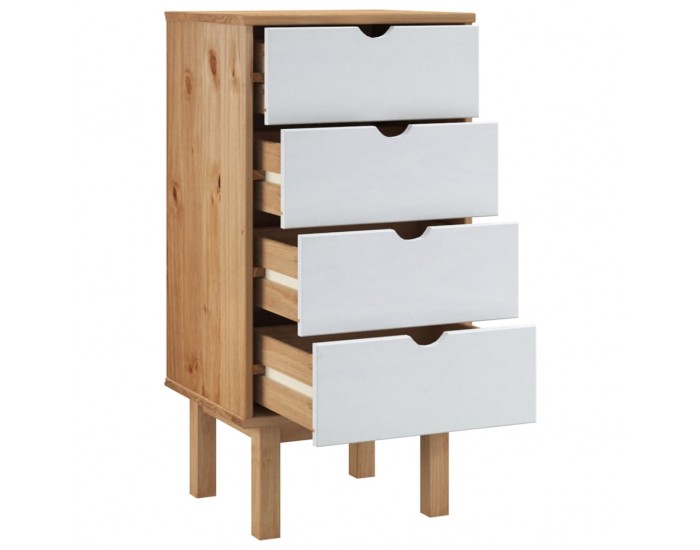 Sonata H Шкаф с чекмеджета OTTA, кафяво и бяло, 45x39x90 см, бор масив