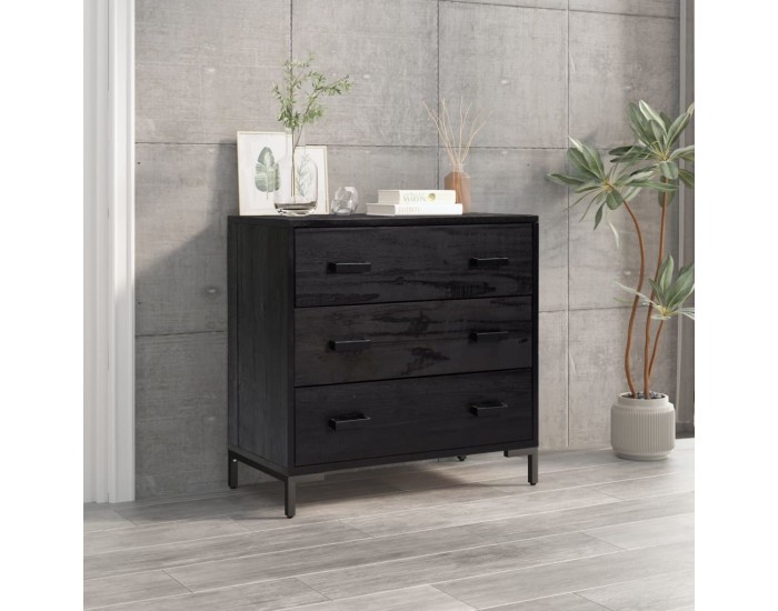 Sonata H Скрин с чекмеджета, черен, 75x35x70 см, бор масив