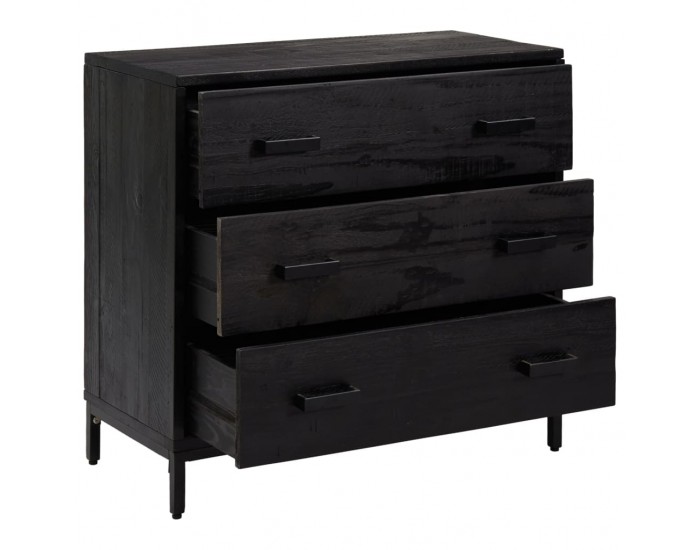 Sonata H Скрин с чекмеджета, черен, 75x35x70 см, бор масив