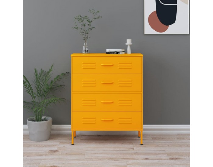 Sonata H Шкаф с чекмеджета, горчица жълто, 80х35х101,5 см, стомана